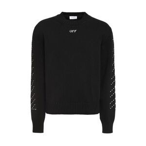 OFF-WHITE Knit Sweater with Diagonal Stripe Detail Men BLACK Sweaters &